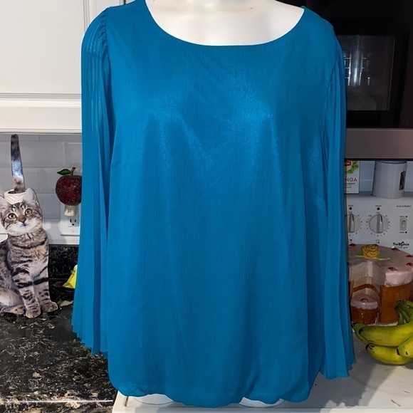 F womens Alfani solid green long fanned sleeves lined plus size blouse 18W - Picture 1 of 5
